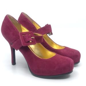NINE WEST CRANBERRY SUEDE‎ PLATFORM HEEL MARYJANE
